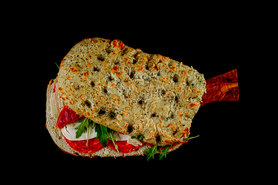 Foccacia met mozarella en chorizo